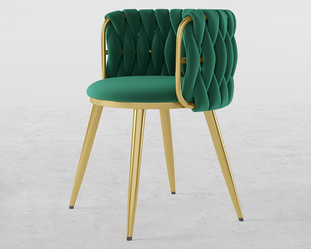 HMR Sweave Nordic Barrel Dining Chair with Velvet Upholstery (Set of 2) - Green