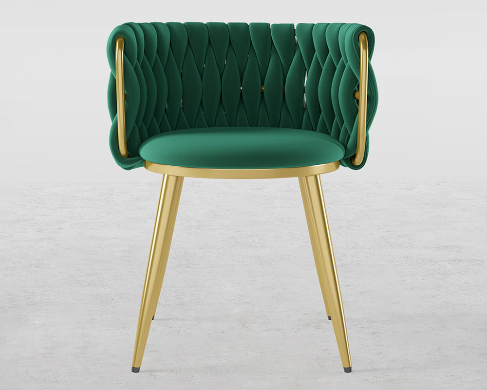 HMR Sweave Nordic Barrel Dining Chair with Velvet Upholstery (Set of 2) - Green