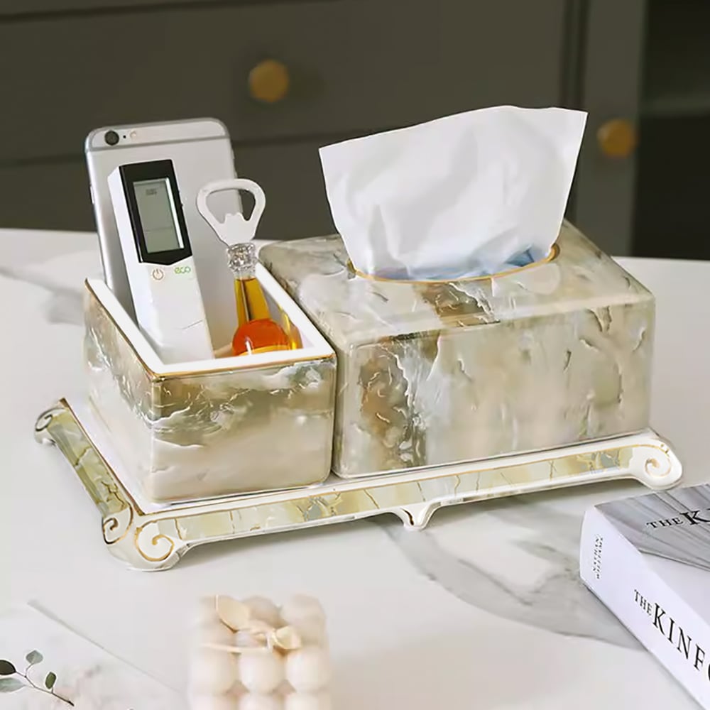 HMR - Marble Tissue Box Ceramics Tissue Holder Set