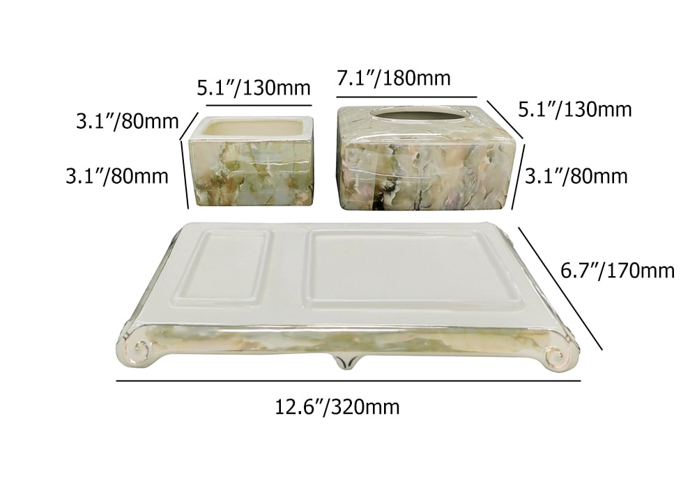 HMR - Marble Tissue Box Ceramics Tissue Holder Set