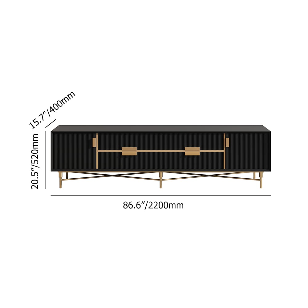 HMR Modern Rectangle TV Stand Media Console for 85" TVs with 4 Drawers & Doors MDF - Black, 86.6"