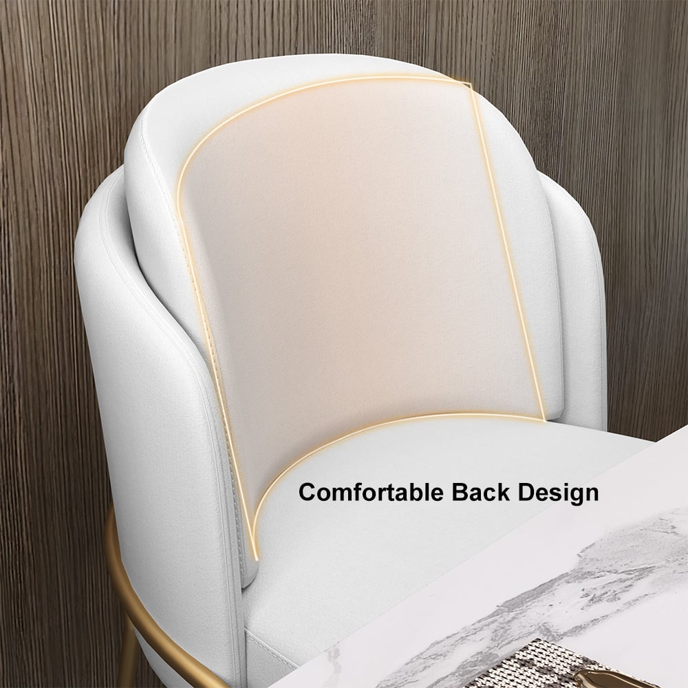 HMR Linenic Series Modern Dining Chairs with Linen Upholstery - White/Gold, Set of 2
