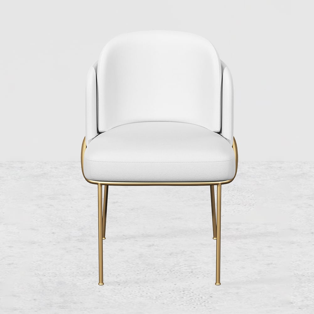 HMR Linenic Series Modern Dining Chairs with Linen Upholstery - White/Gold, Set of 2