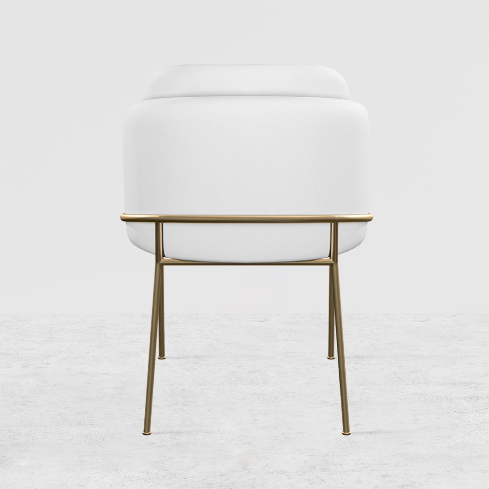 HMR Linenic Series Modern Dining Chairs with Linen Upholstery - White/Gold, Set of 8