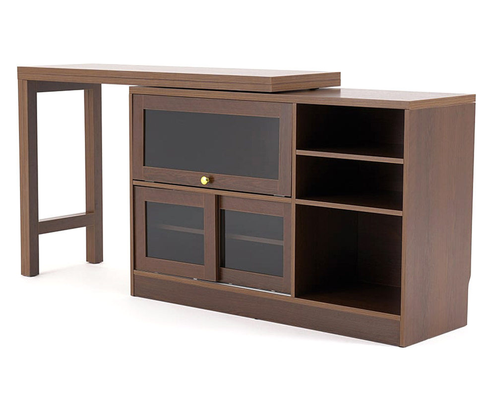 HMR Farmhouse Extendable Wood Sideboards and Cabinets with Ample Storage - Walnut