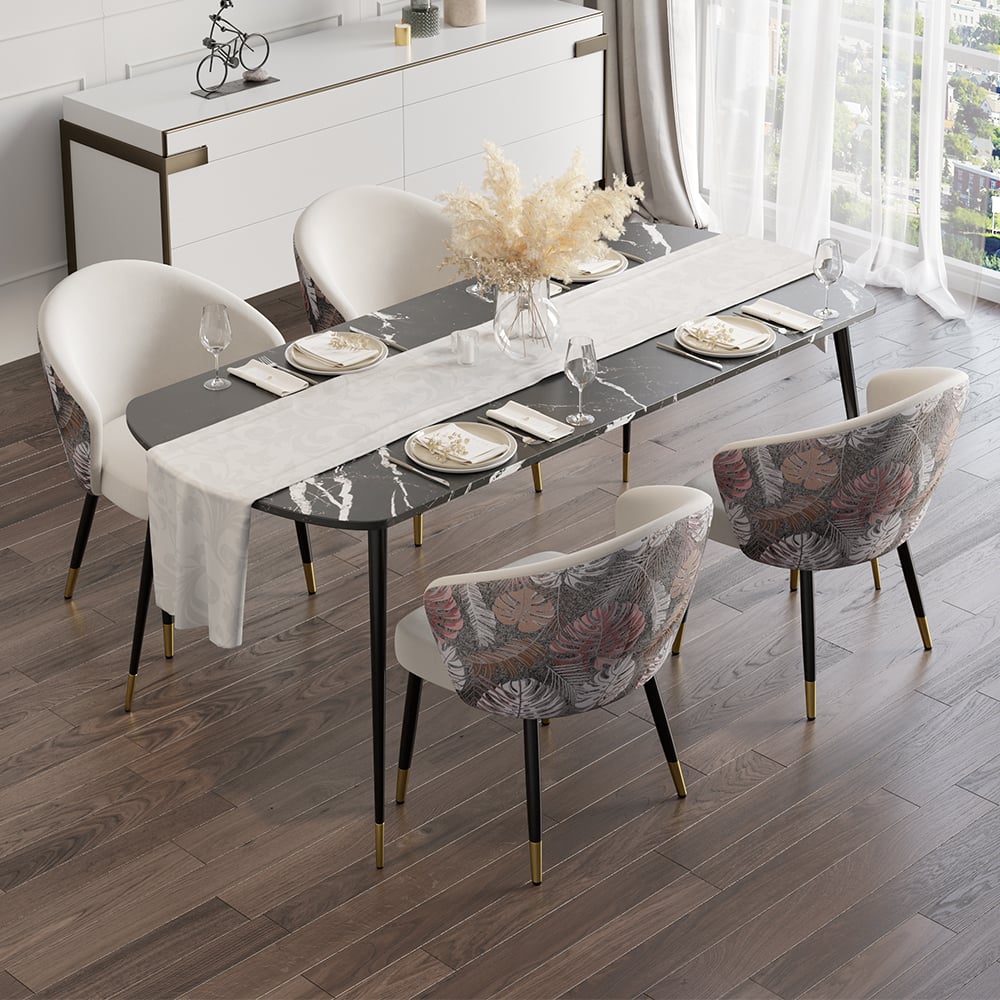 HMR Modern Dining Chairs with Velvet Upholstery - White, 1-Piece