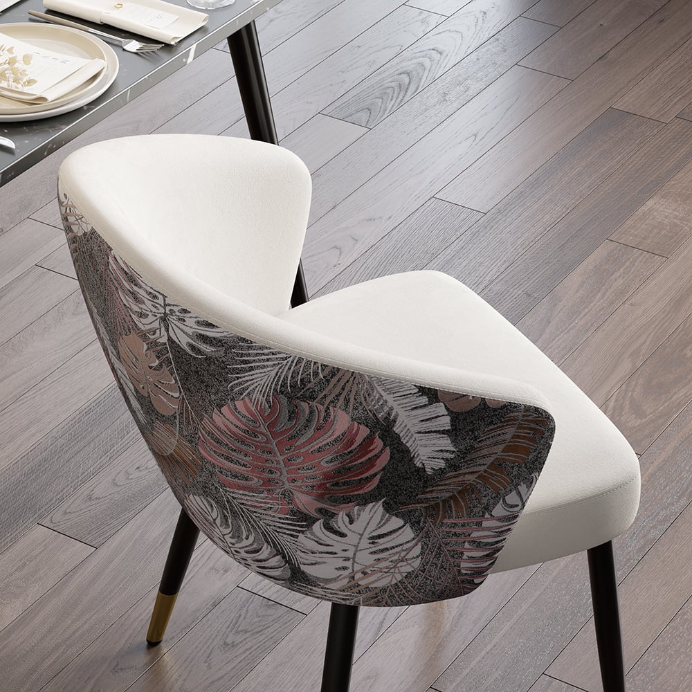HMR Modern Dining Chairs with Velvet Upholstery - White, 1-Piece