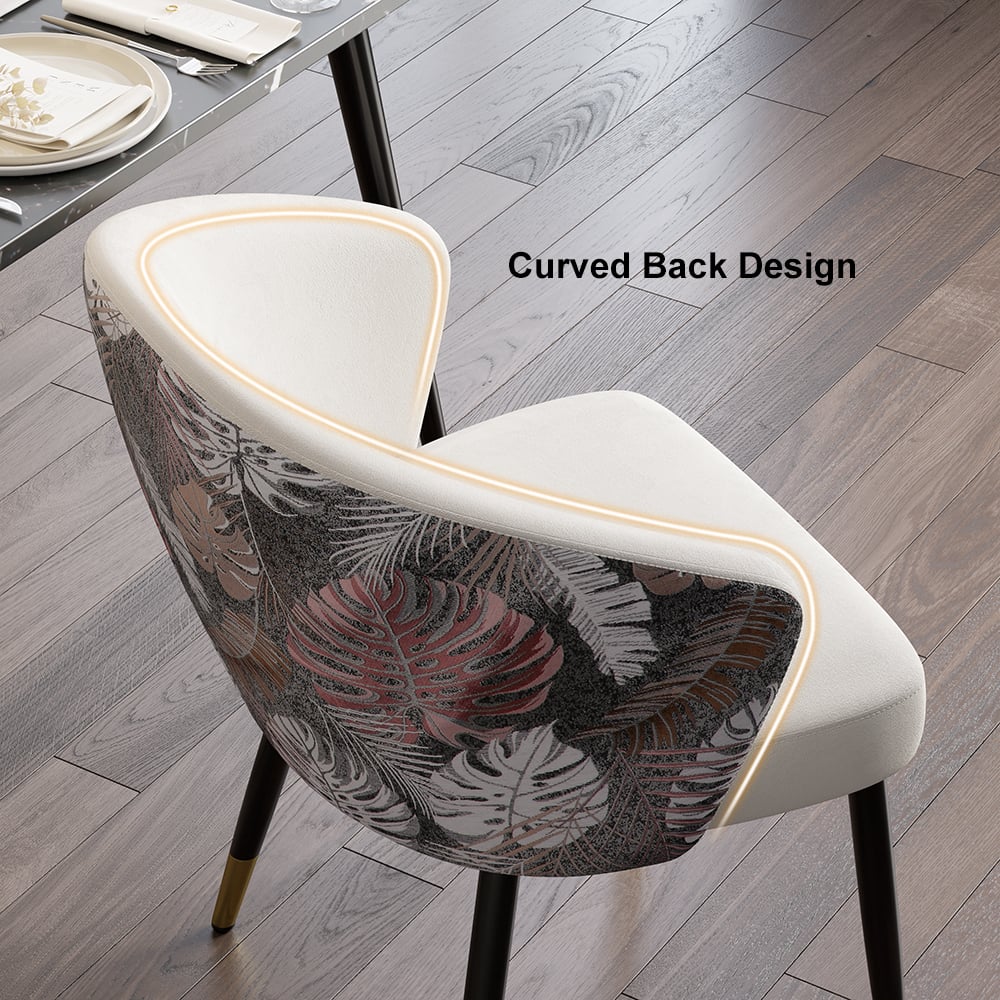 HMR Modern Dining Chairs with Velvet Upholstery - White, 1-Piece