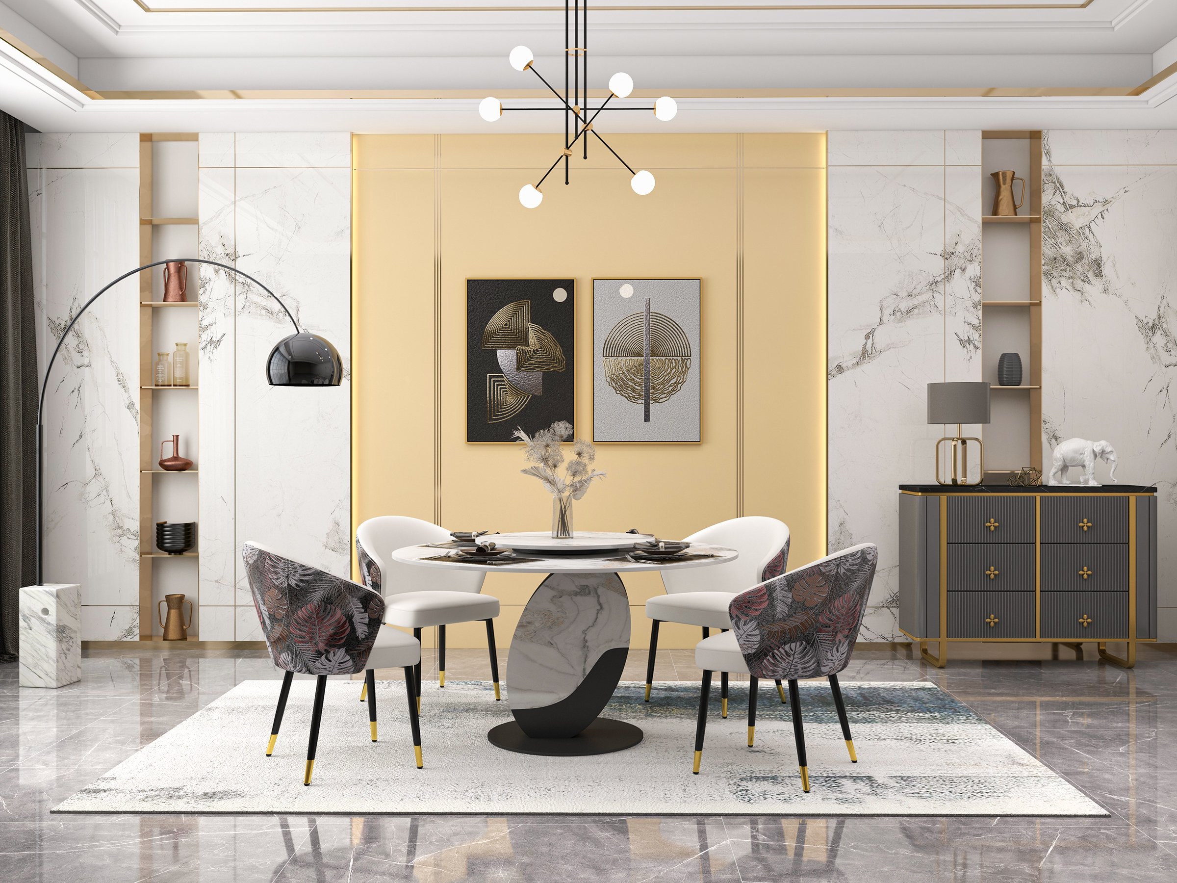 HMR Modern Dining Chairs with Velvet Upholstery - White, 1-Piece