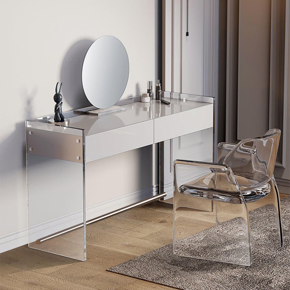 HMR - Modern Floating Acrylic Makeup Vanity Vanity Desk with Drawers