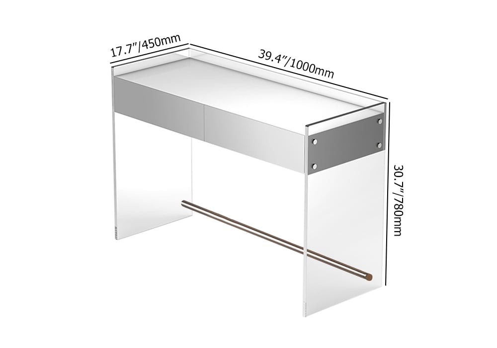 HMR - Modern Floating Acrylic Makeup Vanity Vanity Desk with Drawers