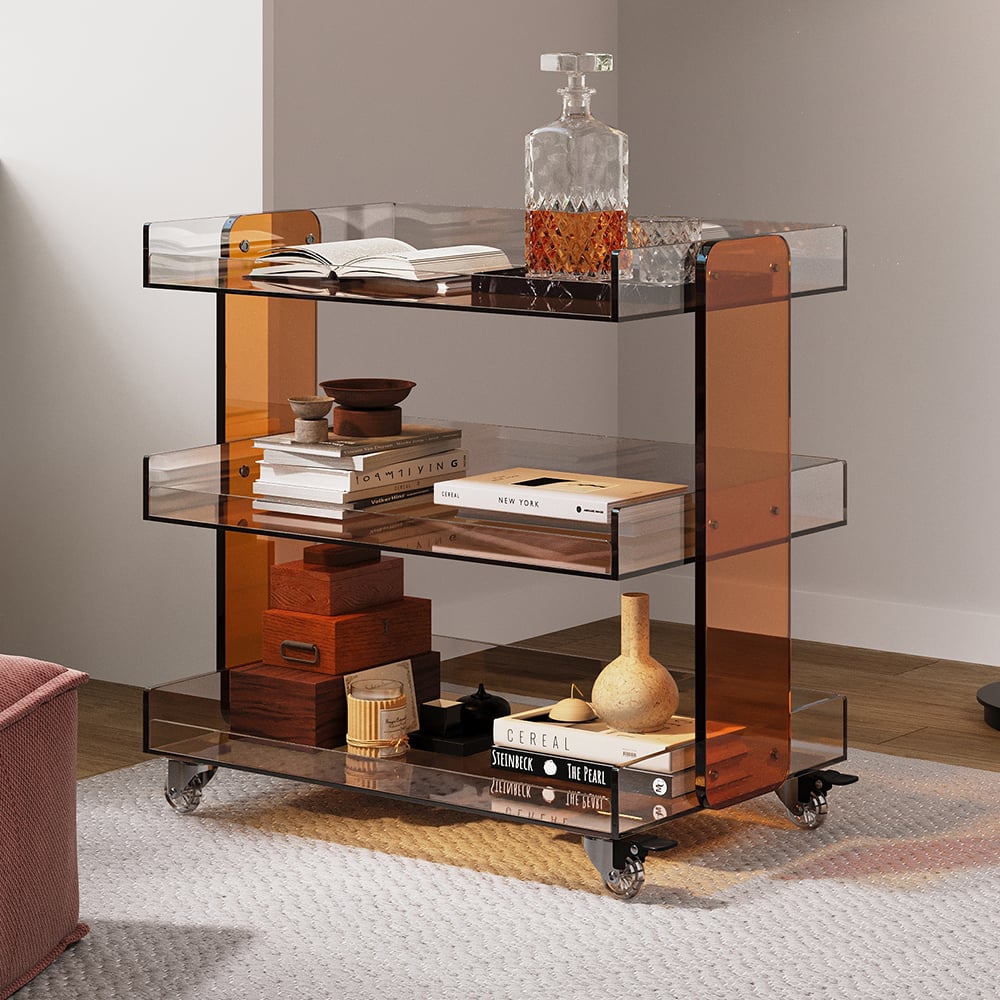 HMR - 23.6" Modern 3-Tier Acrylic Bar Cart