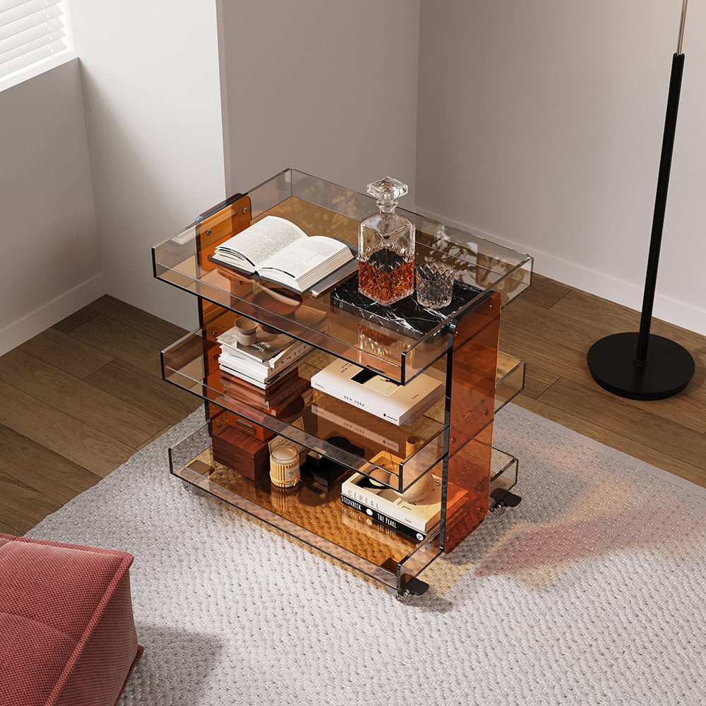 HMR - 23.6" Modern 3-Tier Acrylic Bar Cart
