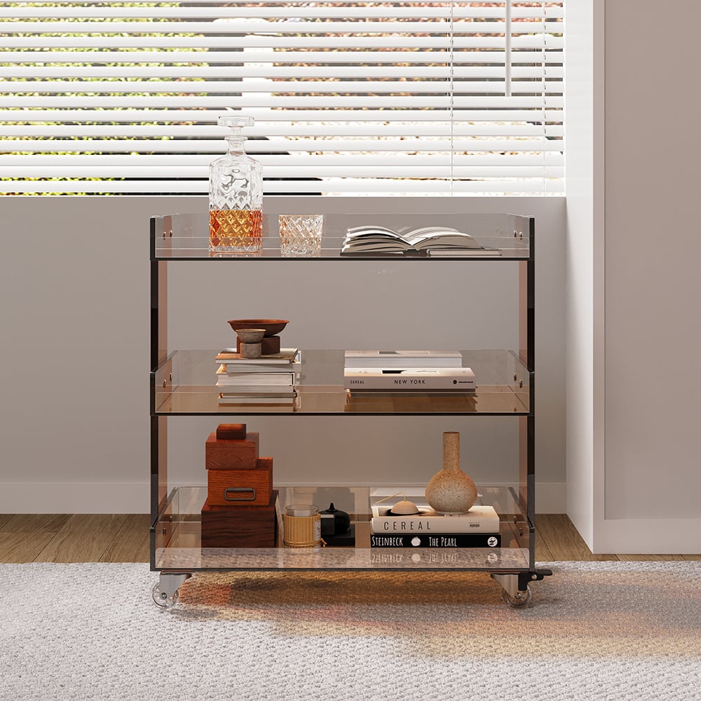 HMR - 23.6" Modern 3-Tier Acrylic Bar Cart