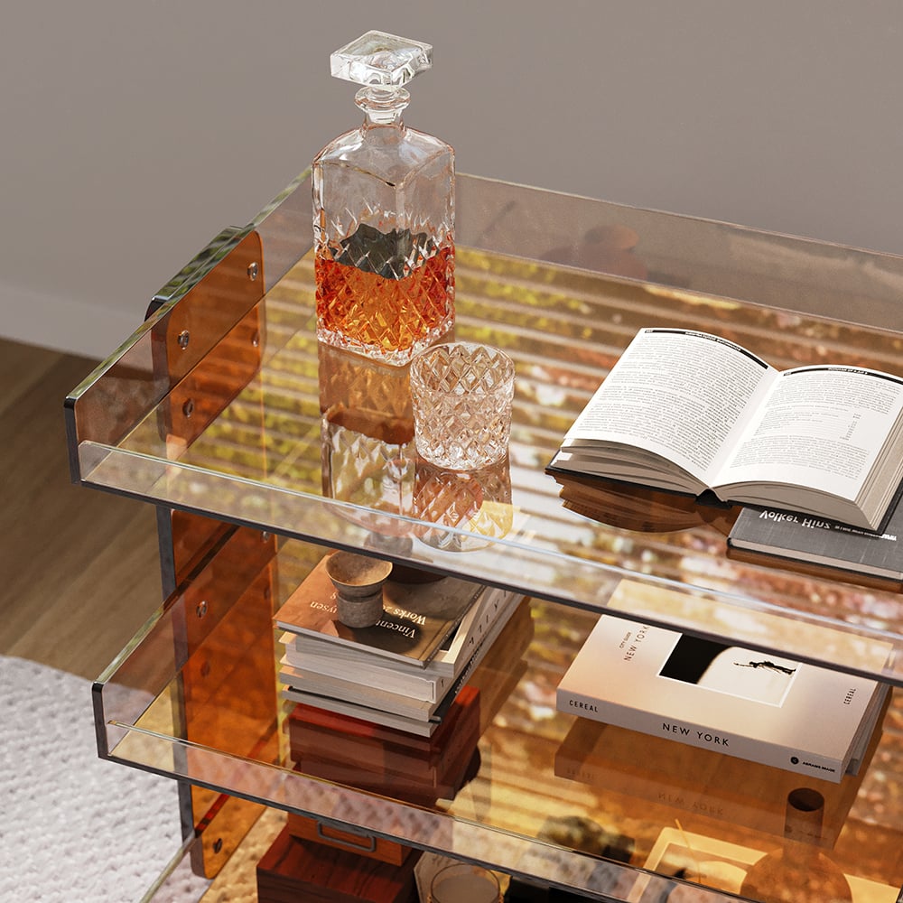 HMR - 23.6" Modern 3-Tier Acrylic Bar Cart