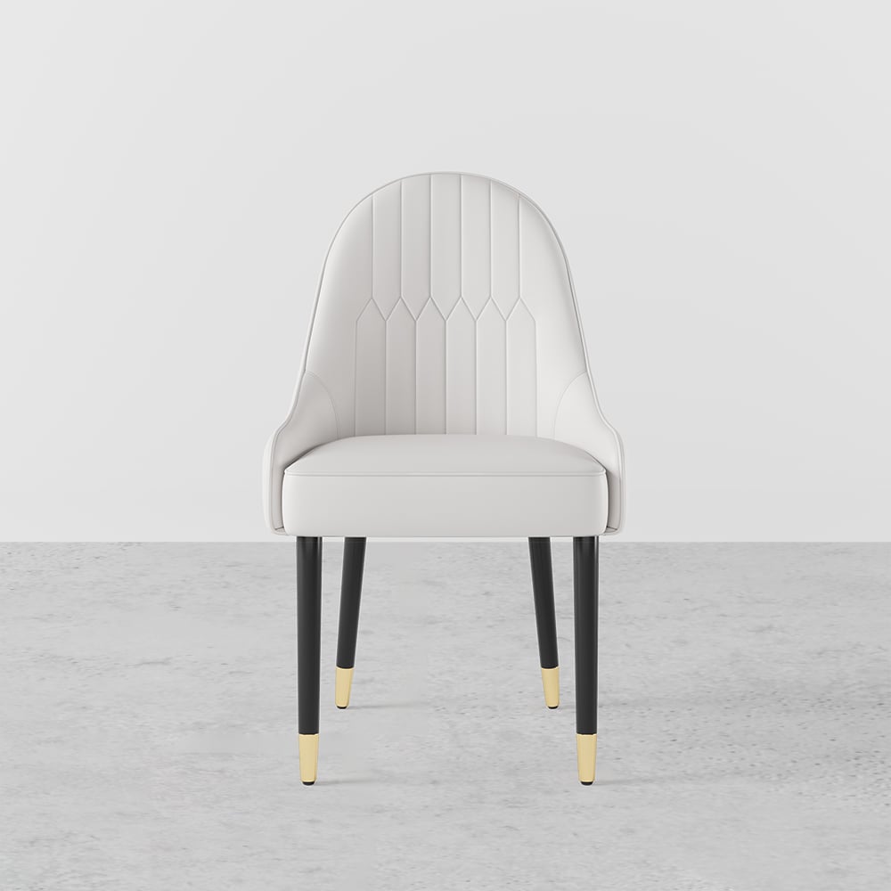 HMR Darg Series Modern PU Leather Upholstery Dining Chairs - Off-White, Set of 4