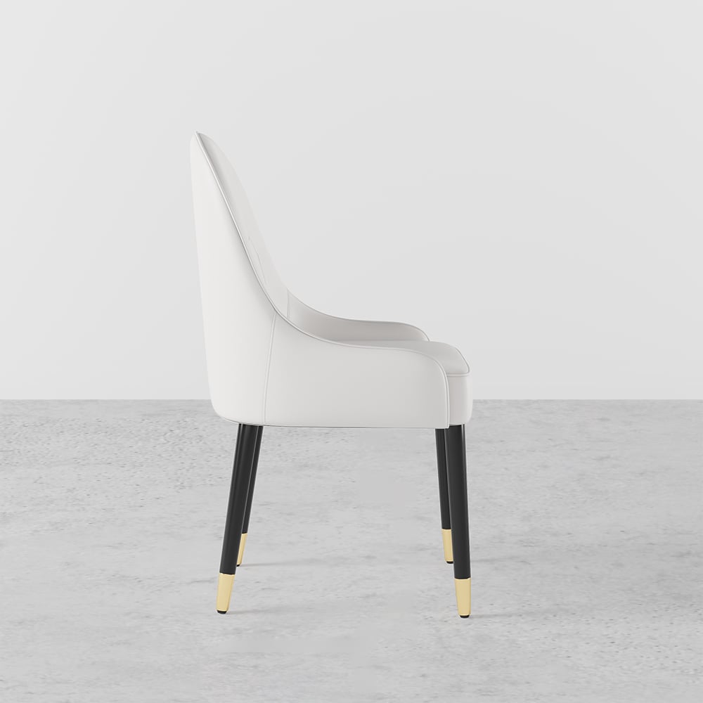 HMR Darg Series Modern PU Leather Upholstery Dining Chairs - Off-White, Set of 4