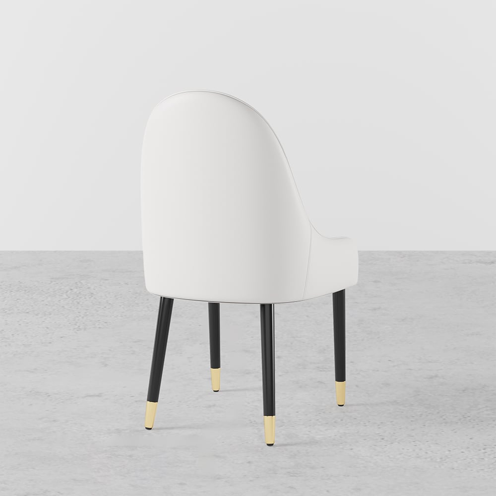 HMR Darg Series Modern PU Leather Upholstery Dining Chairs - Off-White, Set of 4