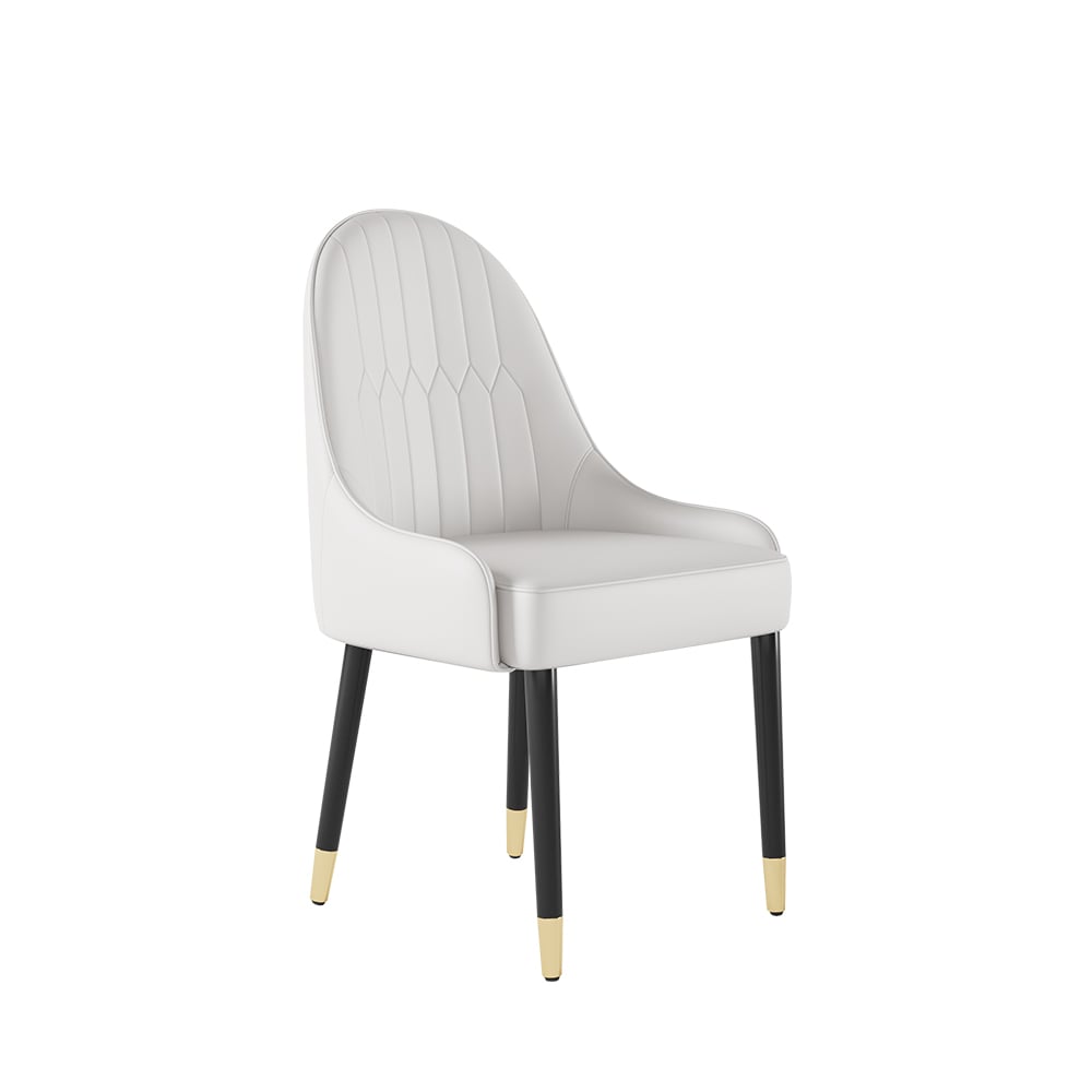 HMR Darg Series Modern PU Leather Upholstery Dining Chairs - Off-White, Set of 4