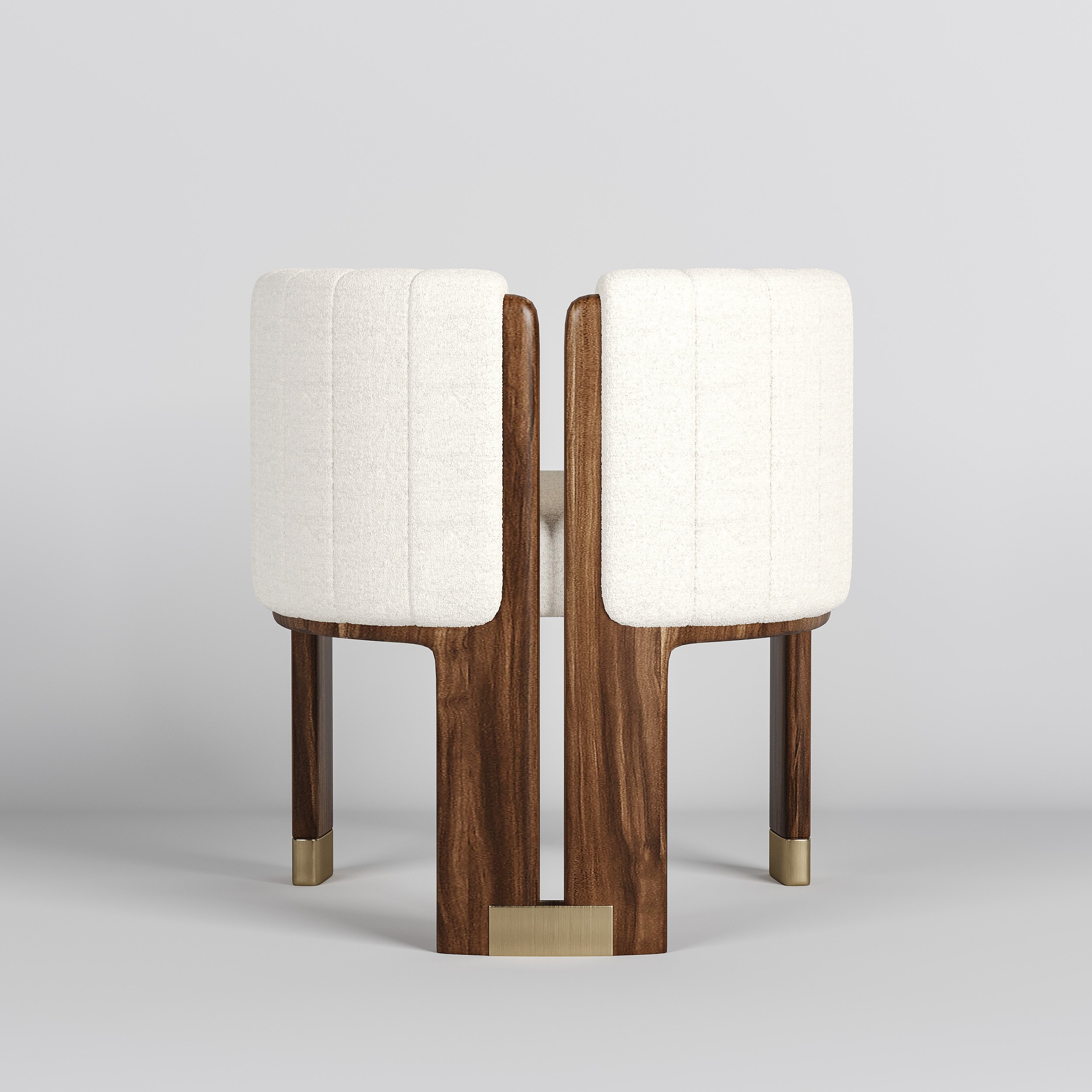 HMR Boucle Fluted Upholstered Accent Chair with Wood Frame - White