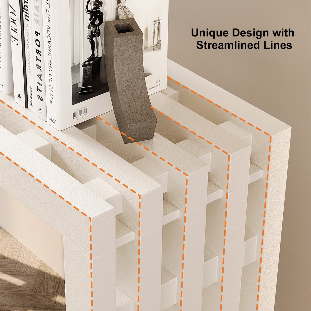 HMR - 48" Modern White Waterfall Console Table Narrow Wooden Entryway Table