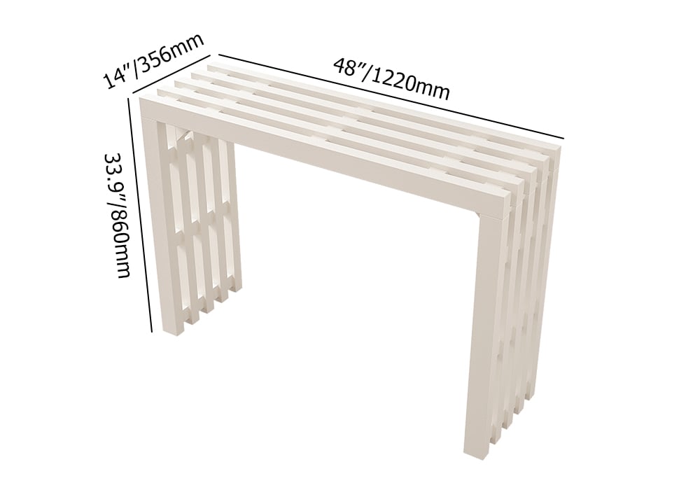 HMR - 48" Modern White Waterfall Console Table Narrow Wooden Entryway Table
