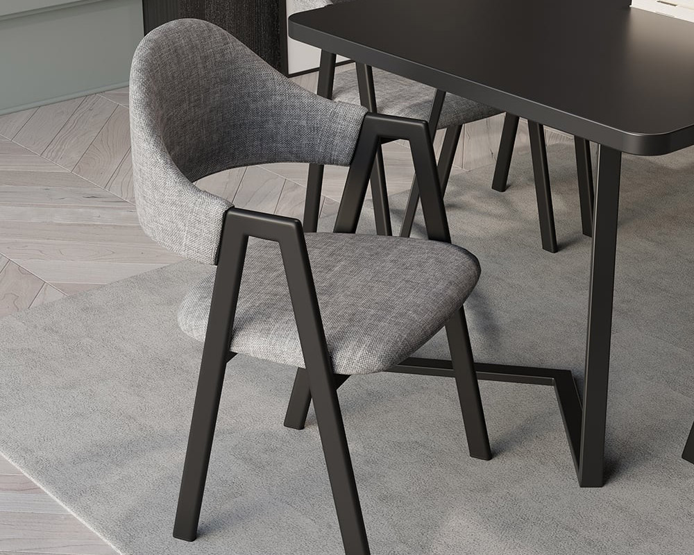 HMR Modern Dining Chairs with Linen Upholstery - Gray, 8-Pieces