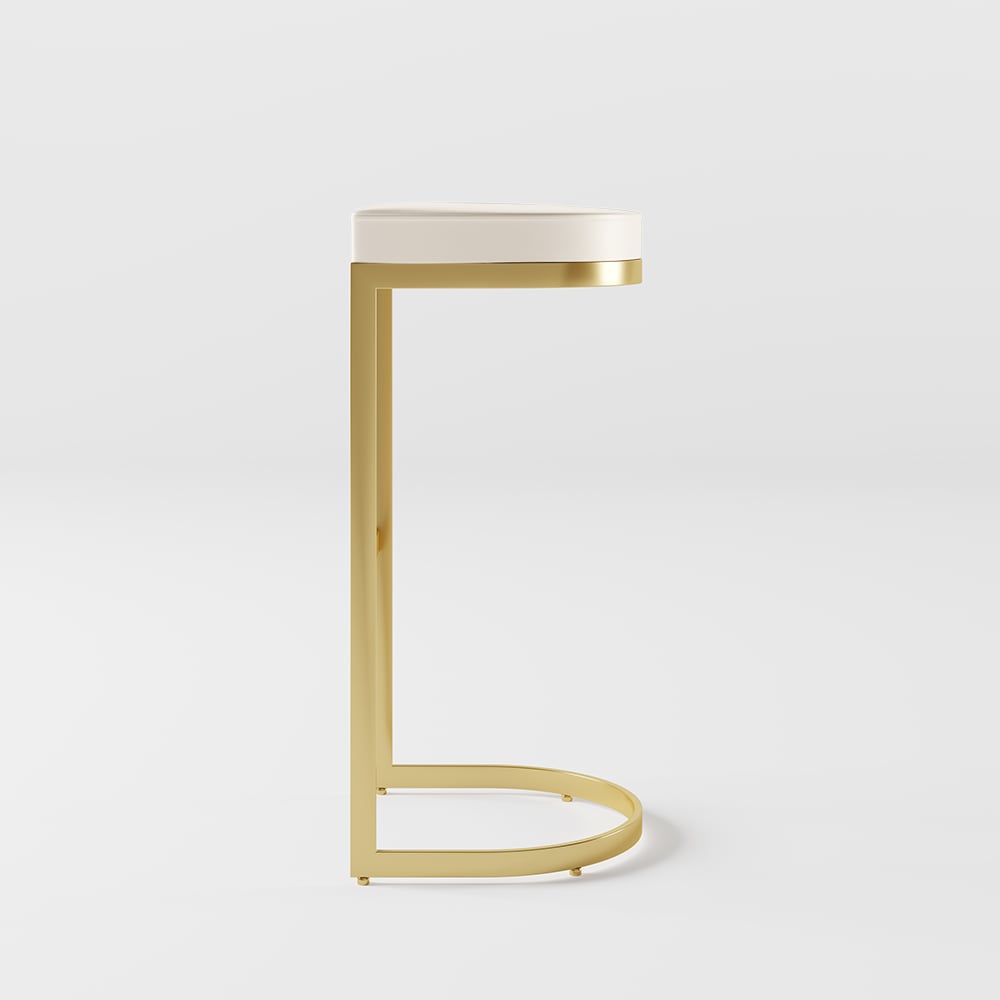 HMR Modern Counter Stools with PU Leather Upholstery - Off-White