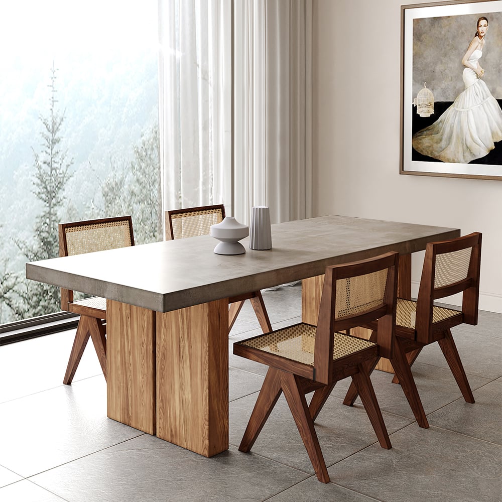 HMR Upoak Series Farmhouse Rectangle Wood Dining Table - Natural, 78.7"L x 31.5"W x 29.5"H