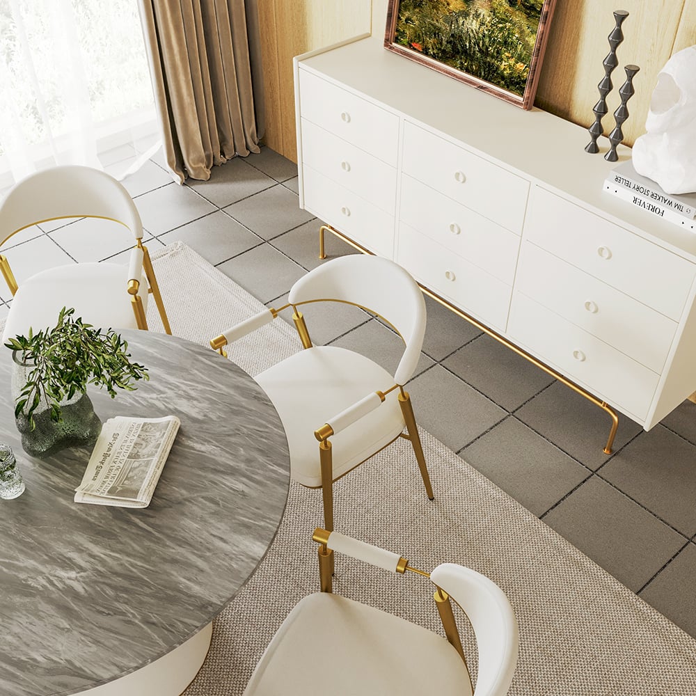 HMR - Set of 2 Affordable Luxury Modern Dining Chairs with PU Leather Upholstery White