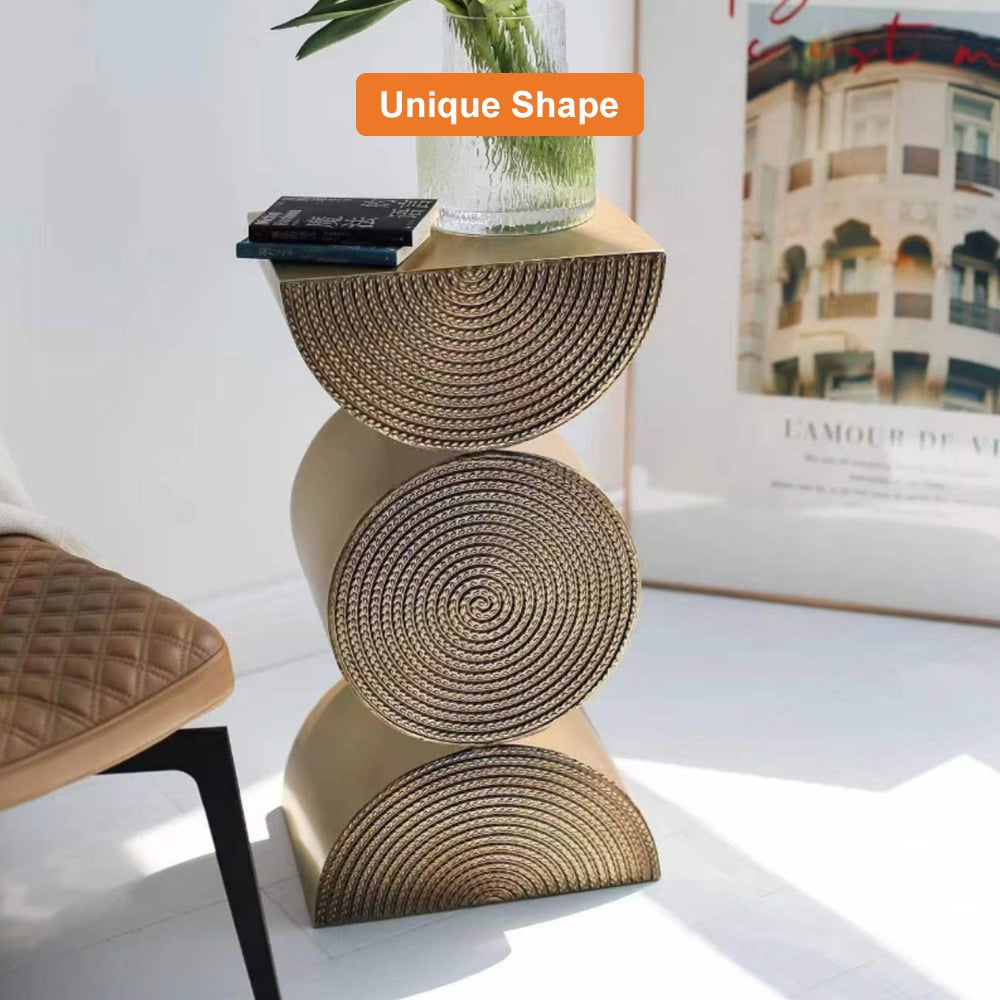 HMR - 14" Metal Art Decor Gold Side Table