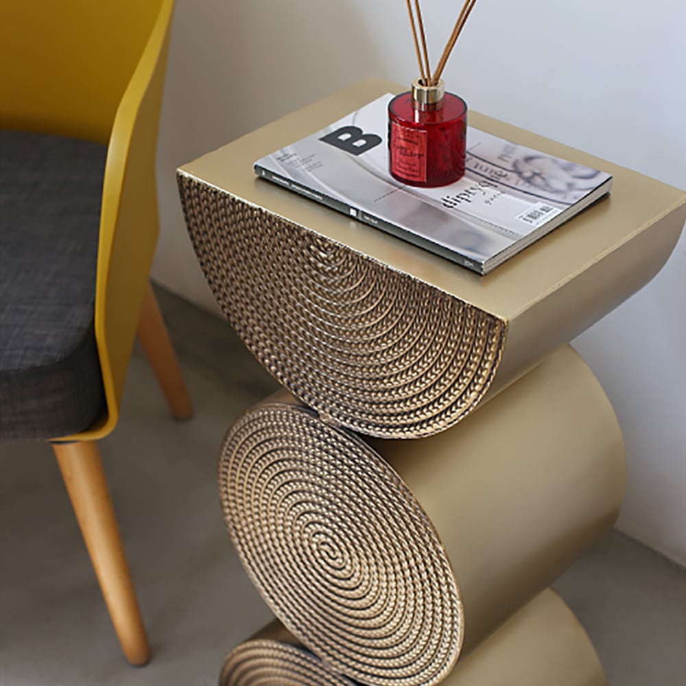 HMR - 14" Metal Art Decor Gold Side Table