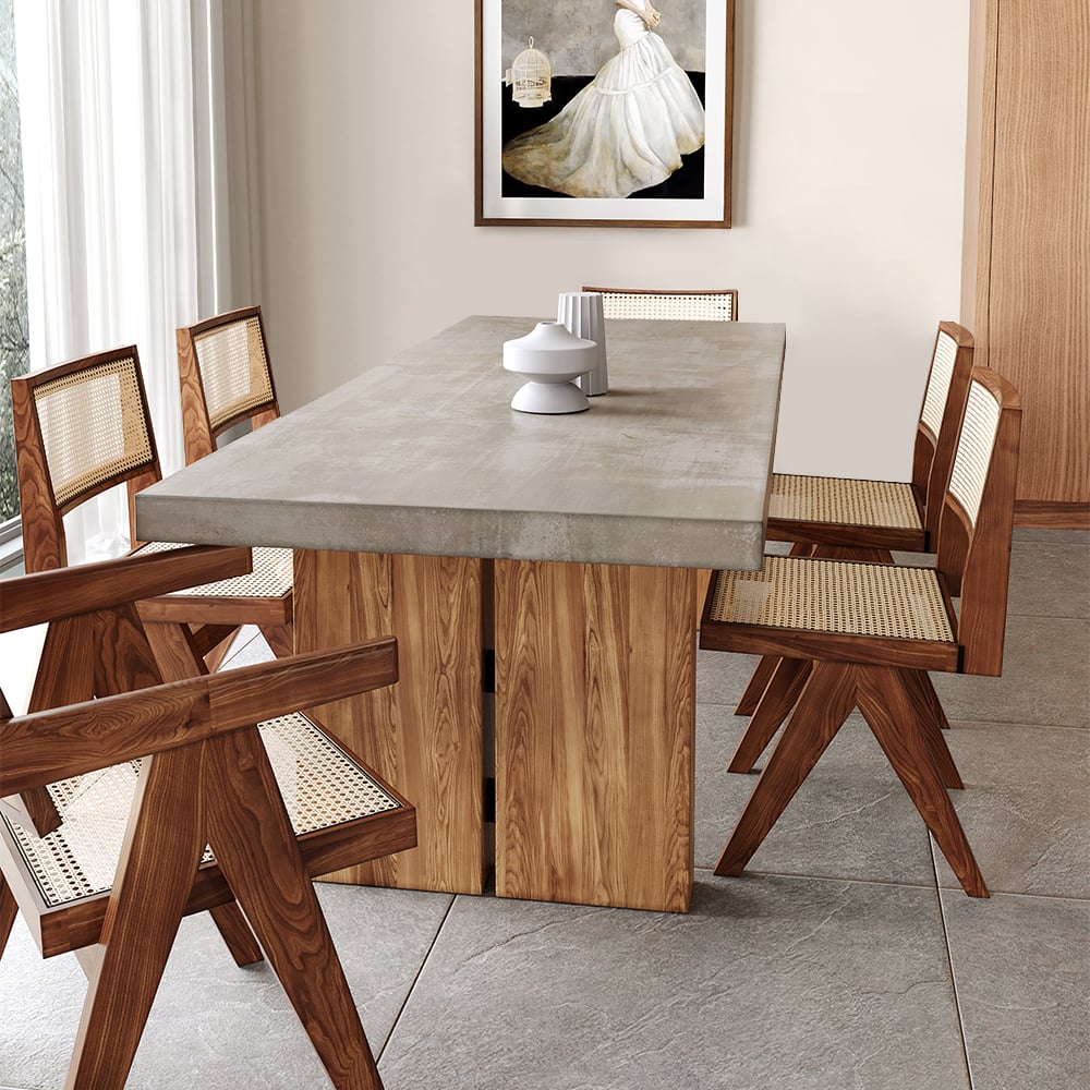 HMR Upoak Series Farmhouse Rectangle Wood Dining Table - Natural, 63"L x 27.6"W x 29.5"H