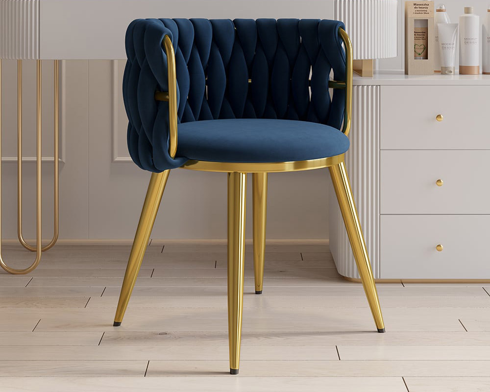 HMR Sweave Nordic Barrel Dining Chair with Velvet Upholstery (Set of 2) - Blue
