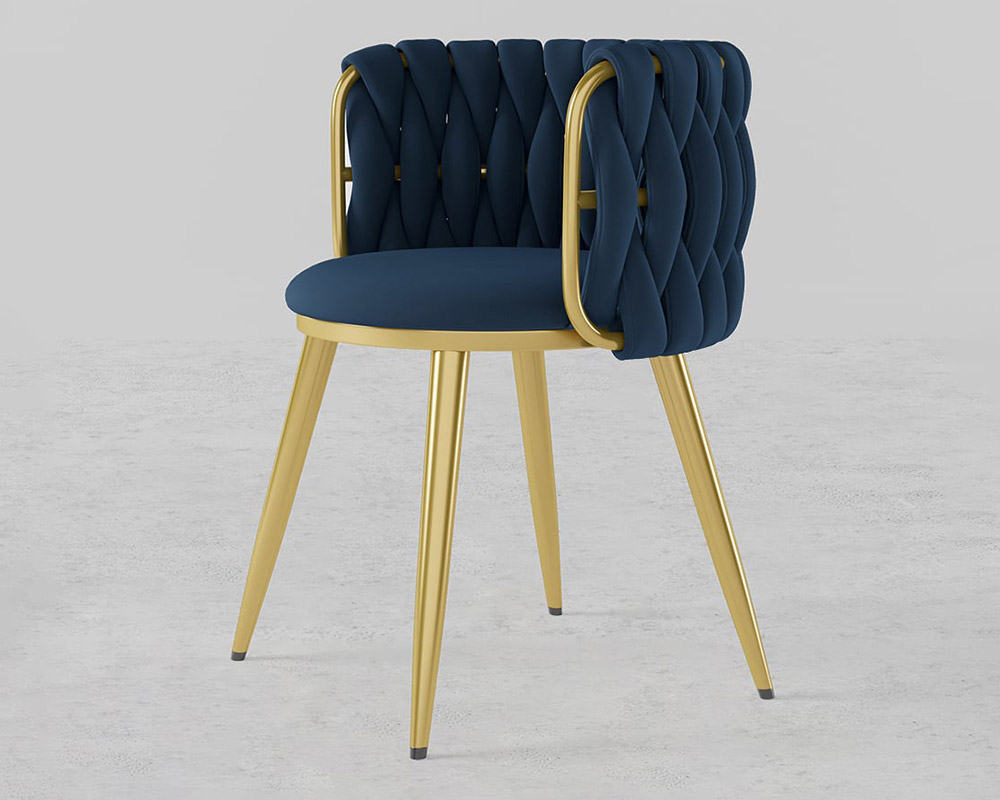 HMR Sweave Nordic Barrel Dining Chair with Velvet Upholstery (Set of 2) - Blue