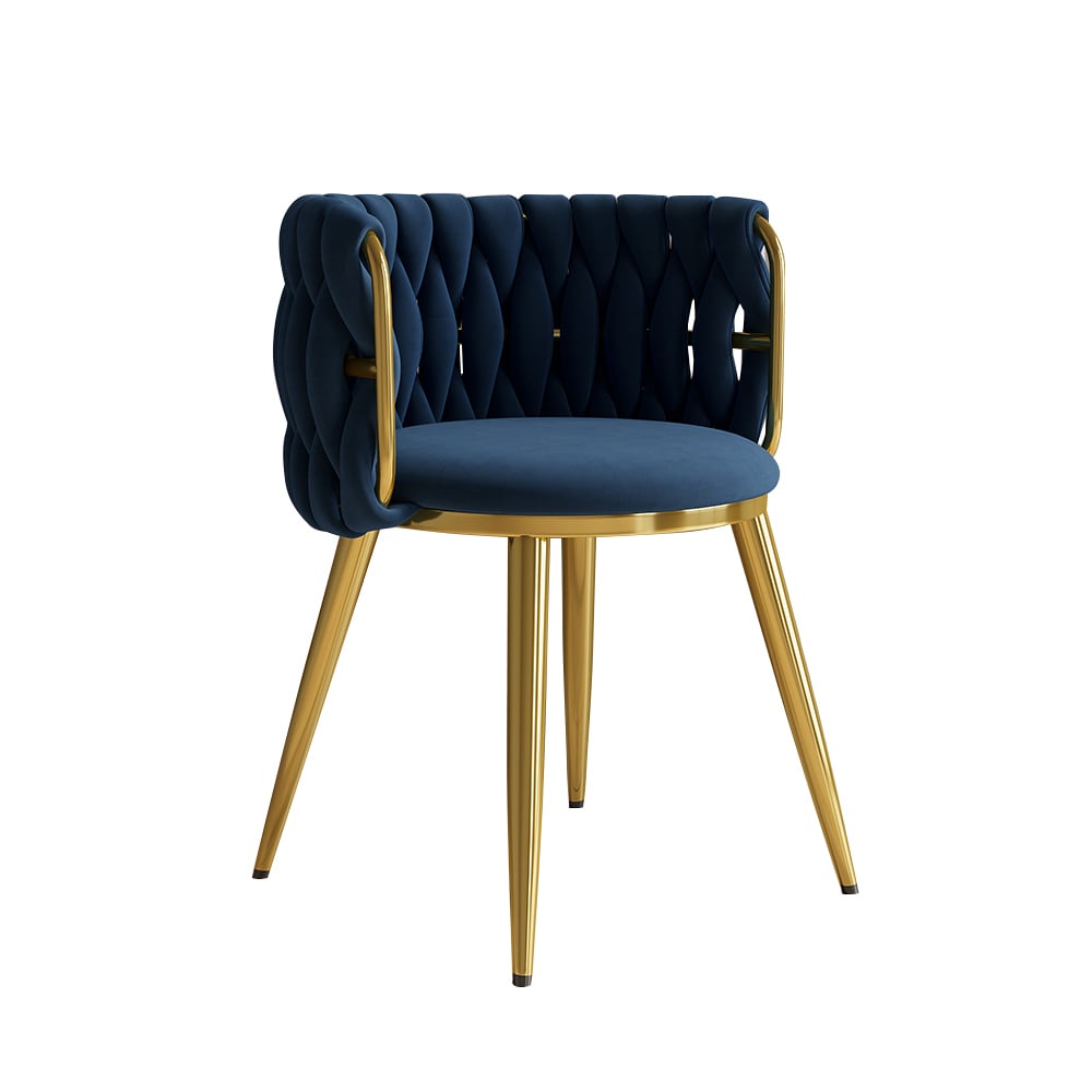 HMR Sweave Nordic Barrel Dining Chair with Velvet Upholstery (Set of 2) - Blue