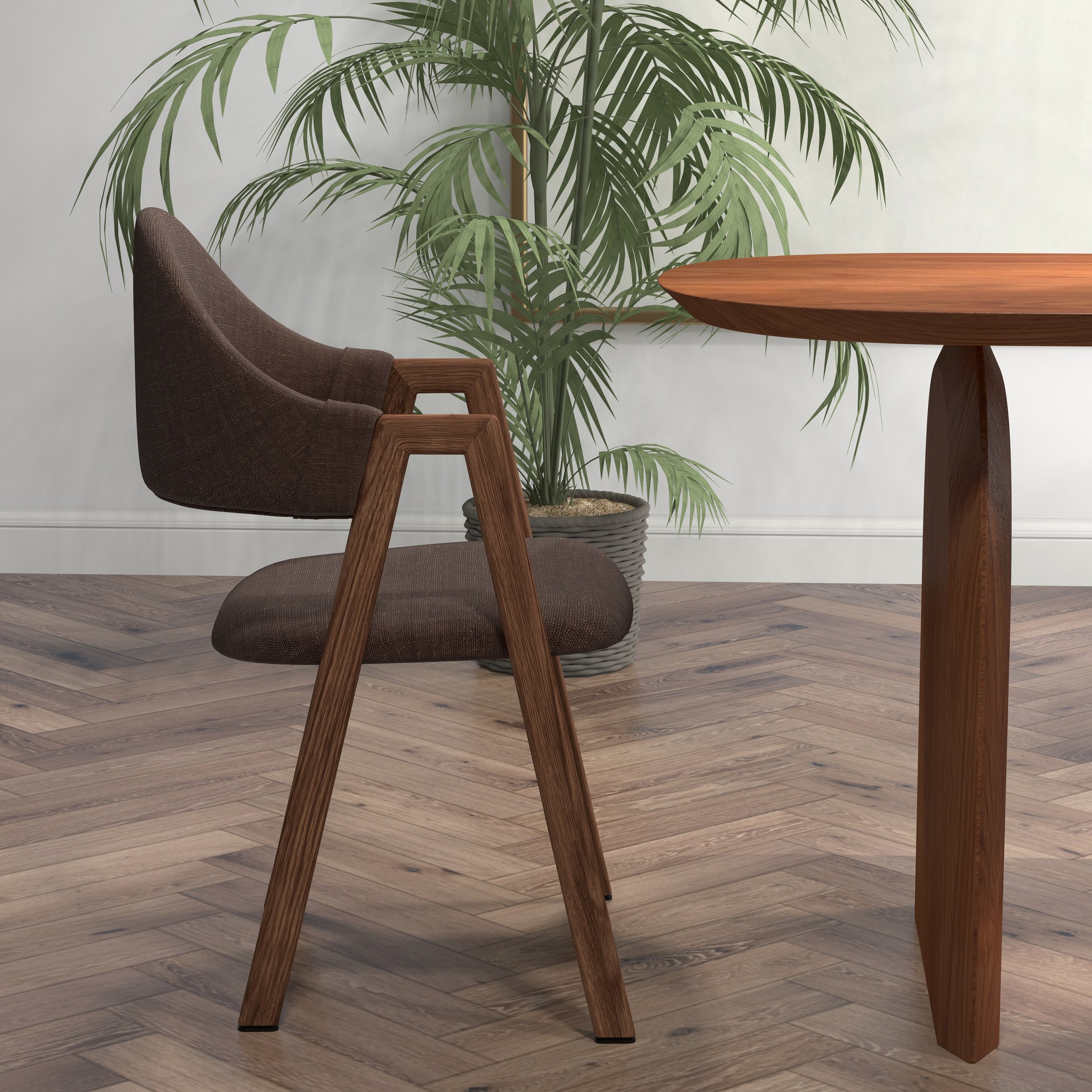 HMR Modern Dining Chairs with Linen Upholstery - Brown, 8-Pieces