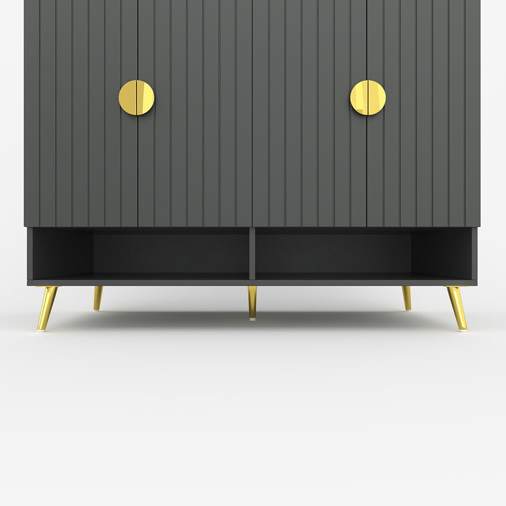 HMR Yellar Nordic Entryway Shoe Cabinet with Doors & Open Shelves - Gray, 47.2" (10 Shelves)