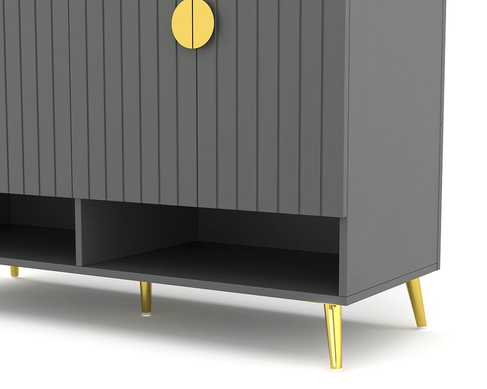 HMR Yellar Nordic Entryway Shoe Cabinet with Doors & Open Shelves - Gray, 47.2" (10 Shelves)
