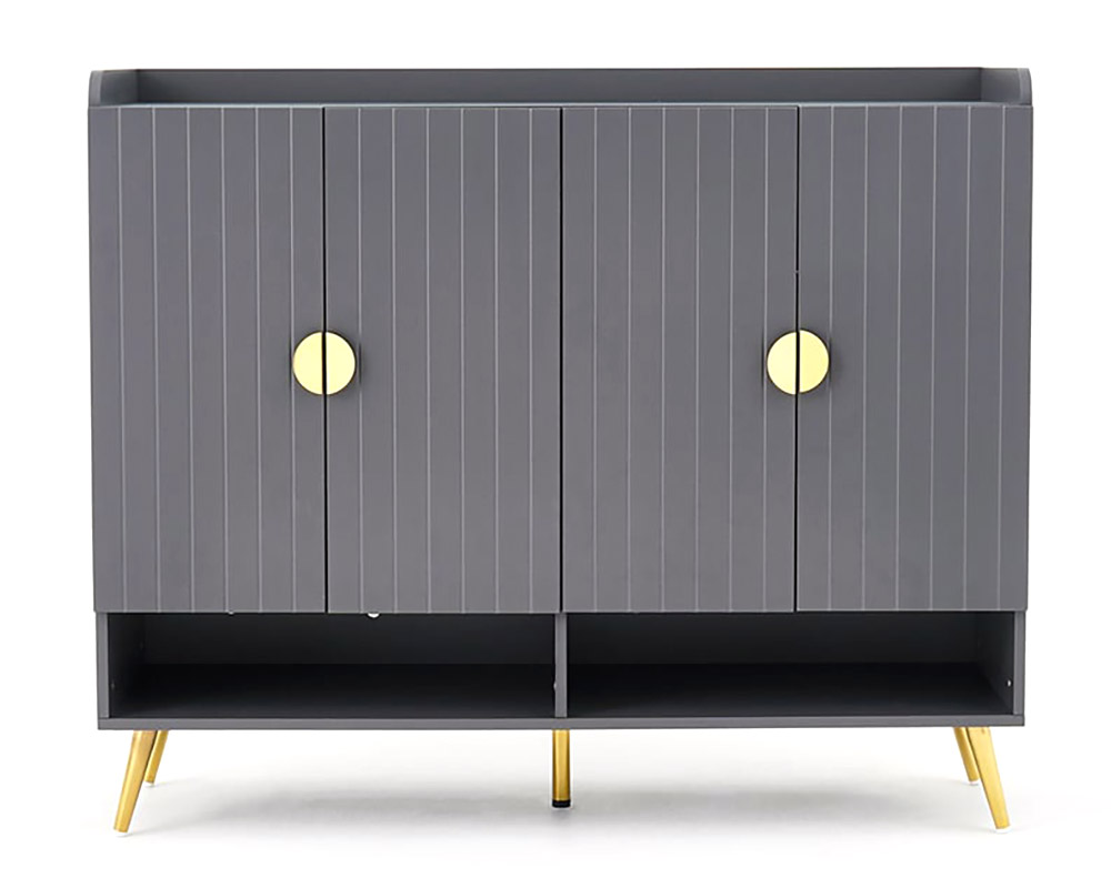 HMR Yellar Nordic Entryway Shoe Cabinet with Doors & Open Shelves - Gray, 47.2" (10 Shelves)