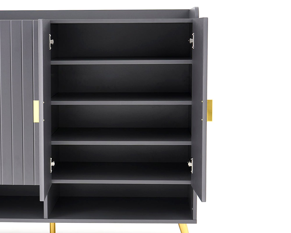 HMR Yellar Nordic Entryway Shoe Cabinet with Doors & Open Shelves - Gray, 47.2" (10 Shelves)