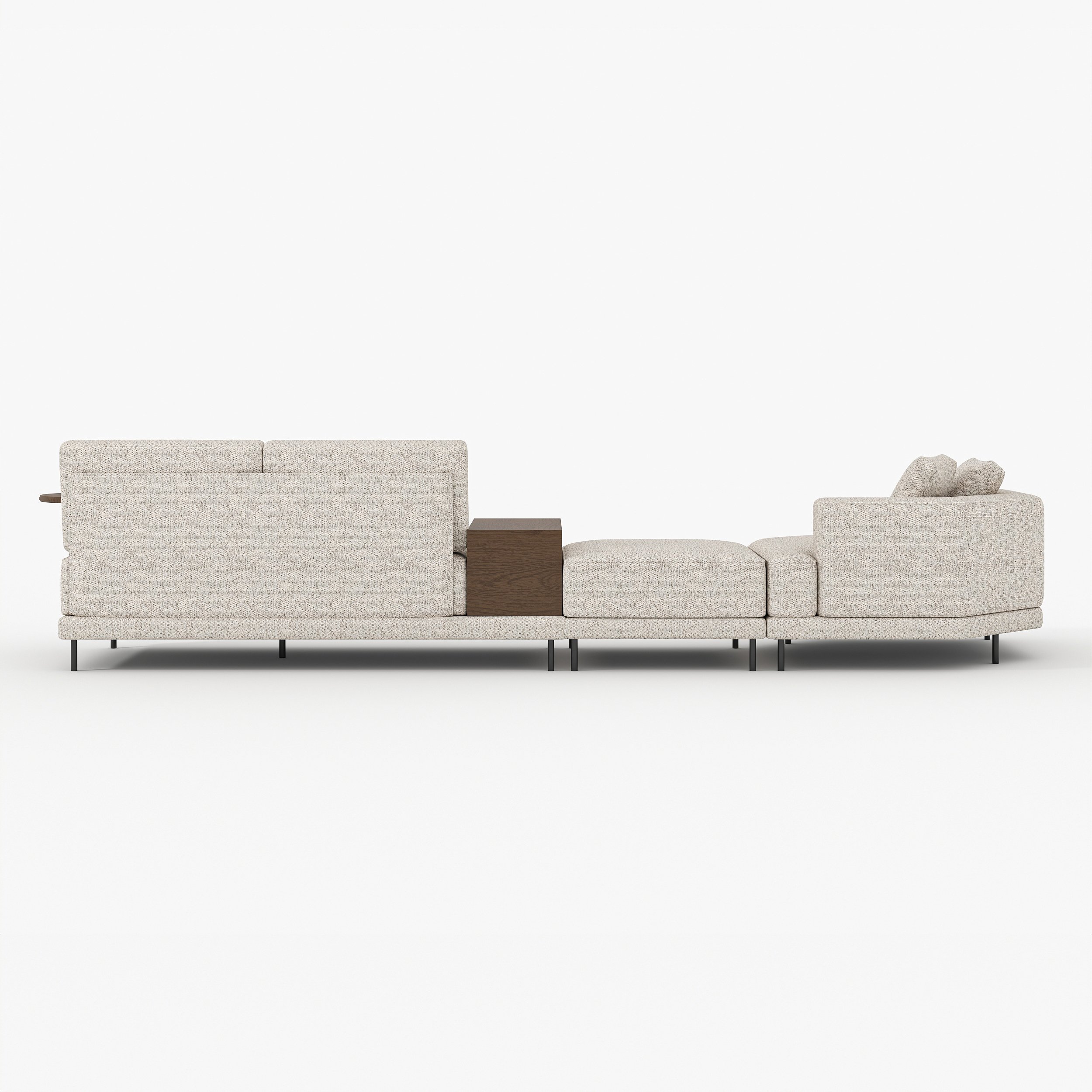 HMR - 143" Linen Modular Sectional Sofa with Storage & Swivel Tray