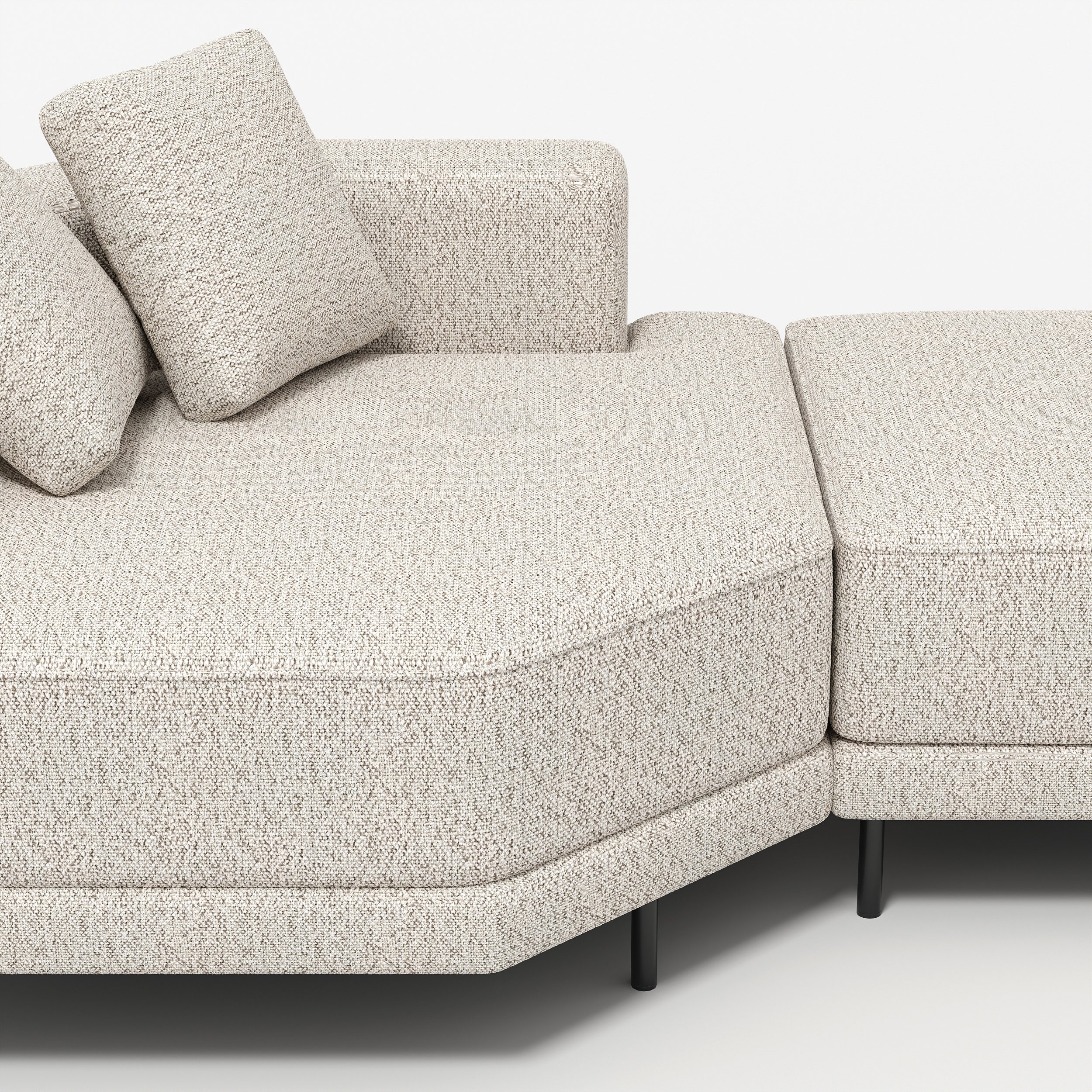 HMR - 143" Linen Modular Sectional Sofa with Storage & Swivel Tray