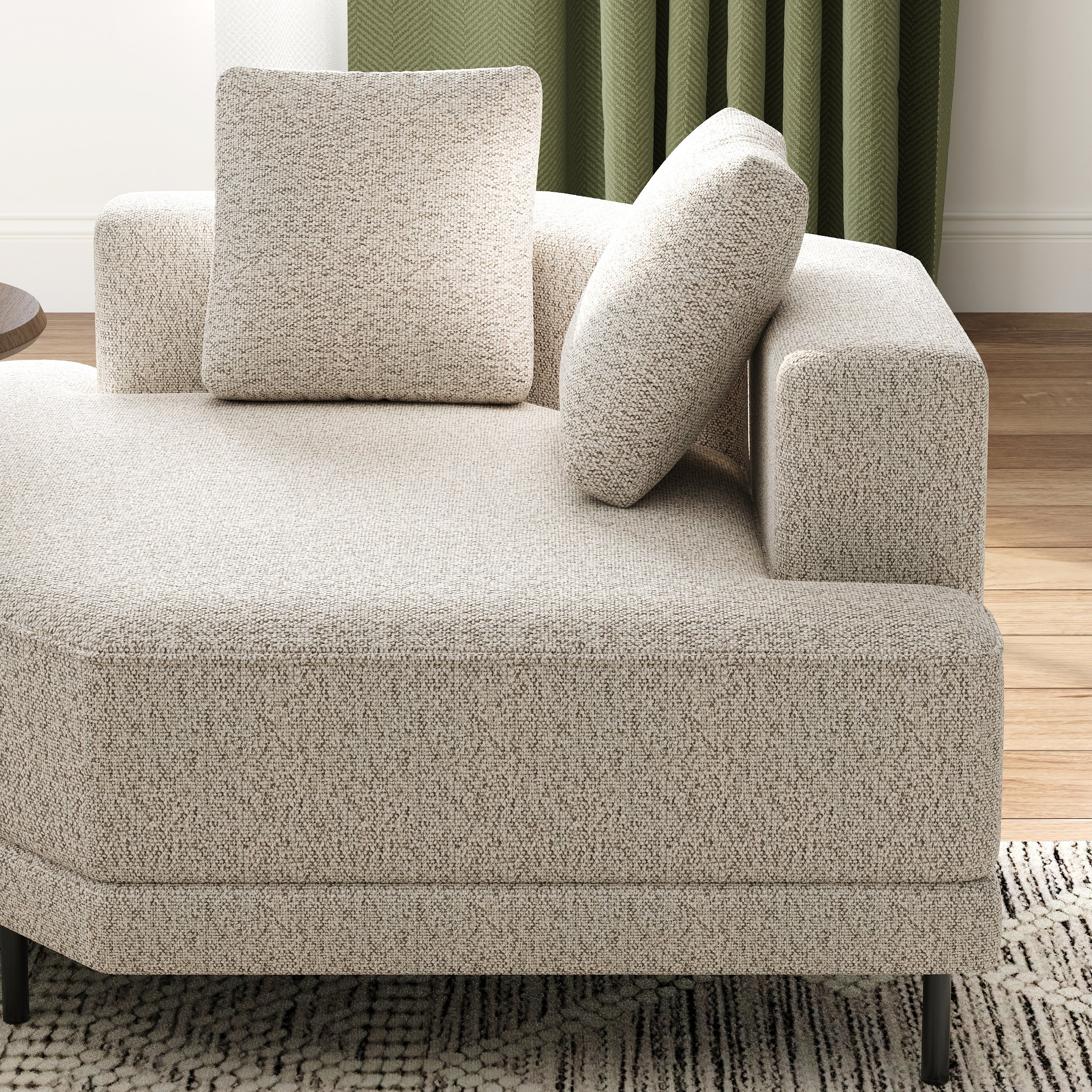 HMR - 143" Linen Modular Sectional Sofa with Storage & Swivel Tray