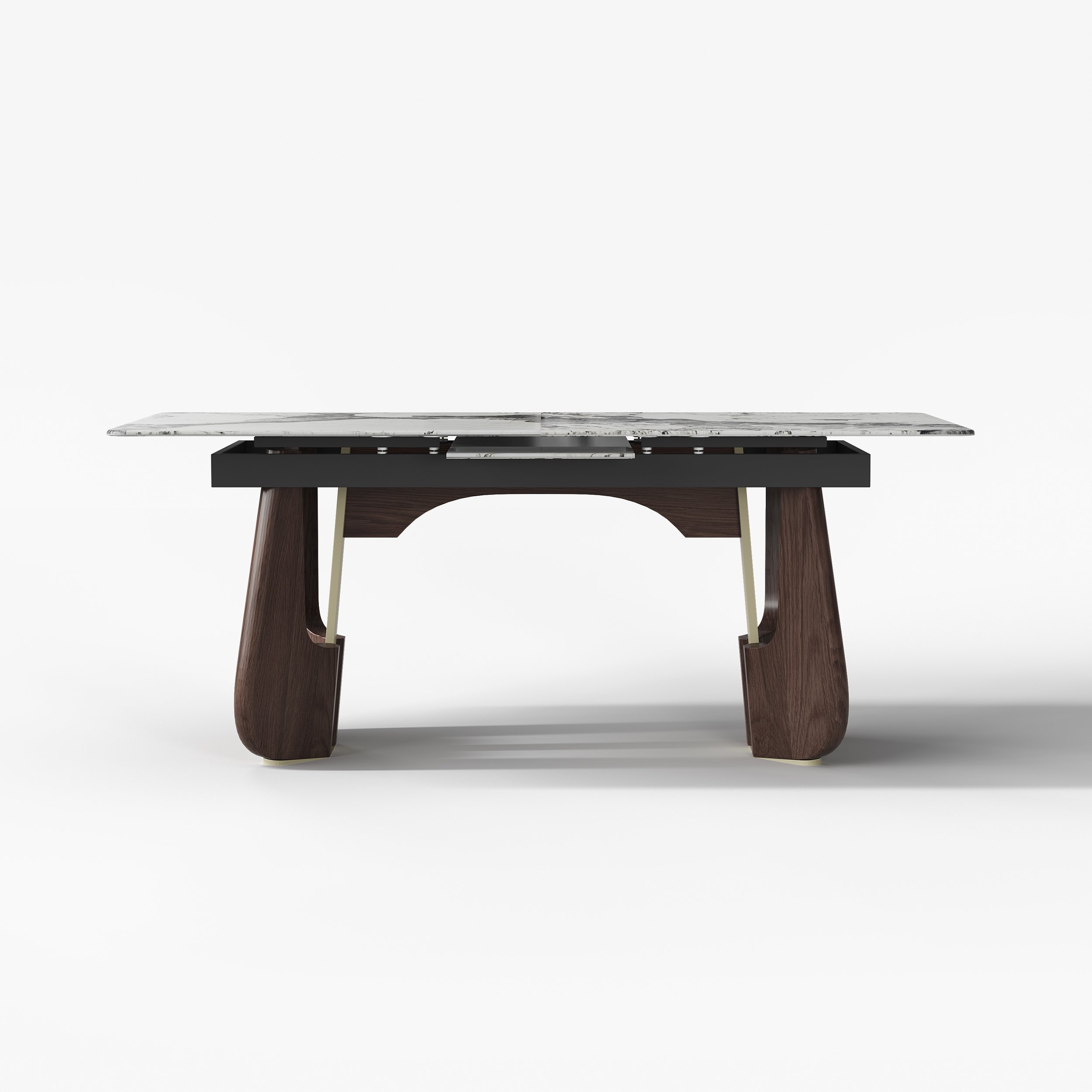 HMR - 71"-87" Rectangle Extendable Dining Table Sintered Stone Top for 6-8 People