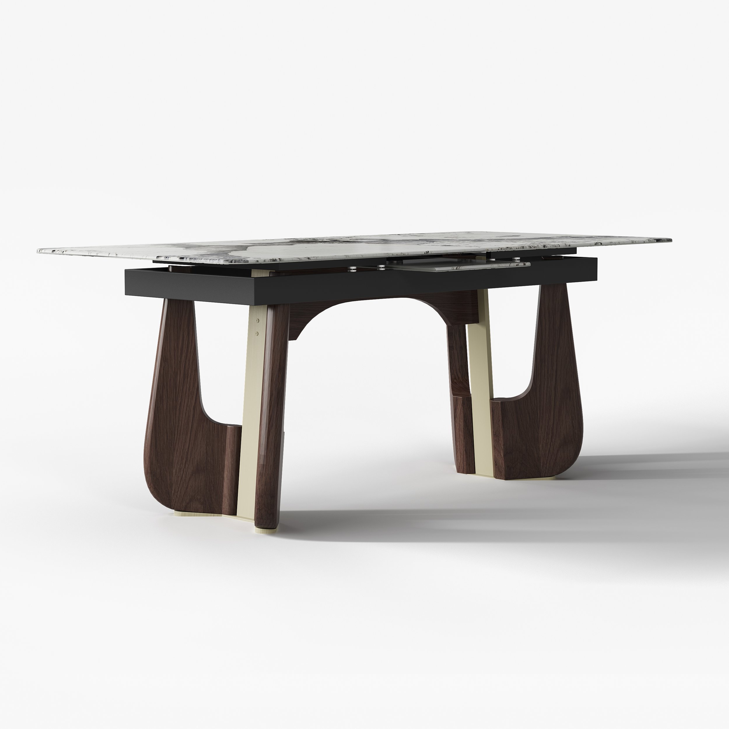 HMR - 71"-87" Rectangle Extendable Dining Table Sintered Stone Top for 6-8 People