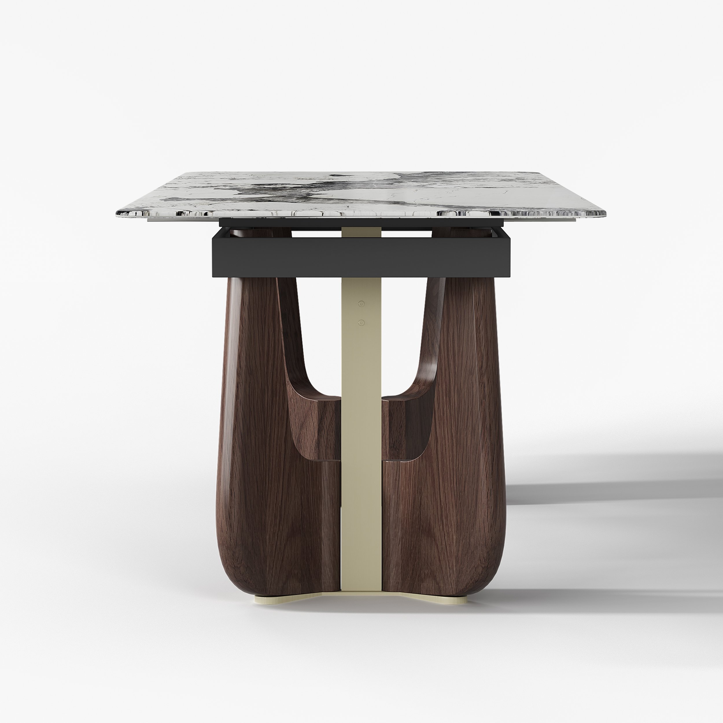 HMR - 71"-87" Rectangle Extendable Dining Table Sintered Stone Top for 6-8 People