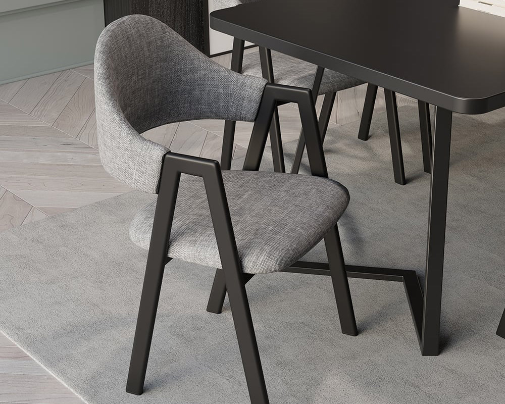HMR Modern Dining Chairs with Linen Upholstery - Gray, 6-Pieces