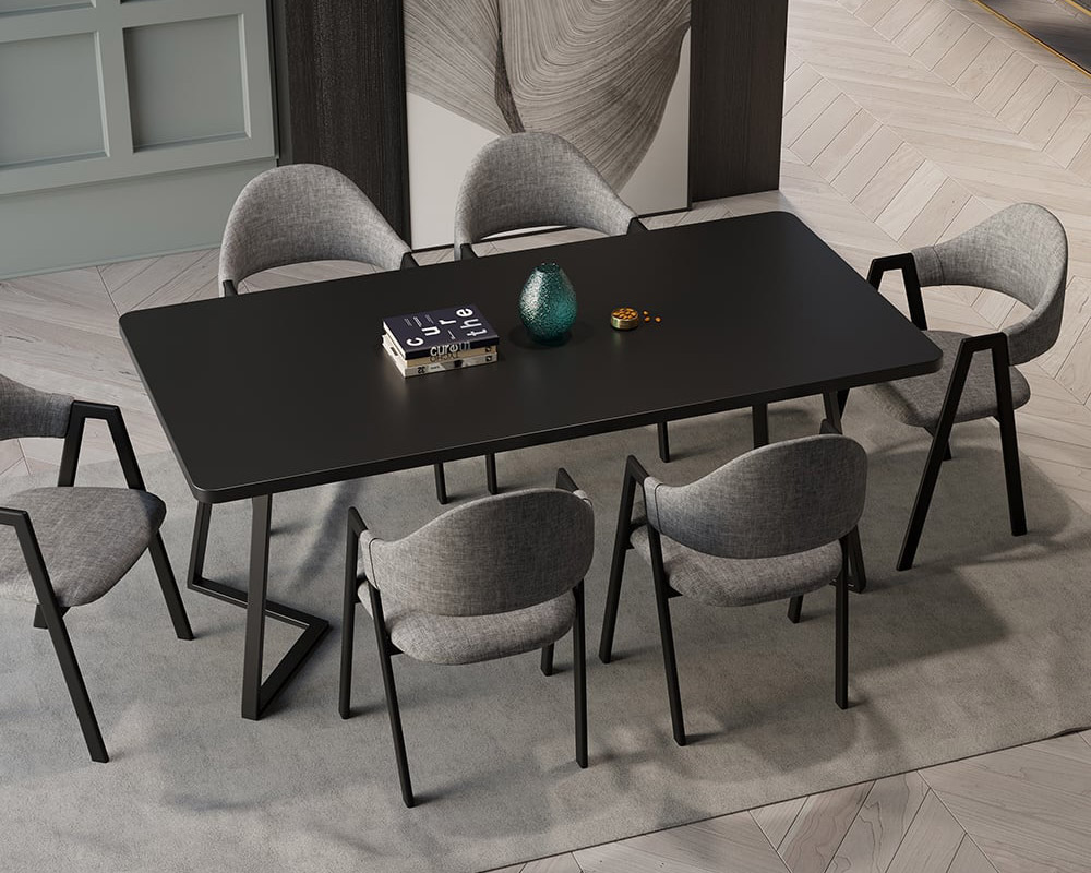 HMR Modern Dining Chairs with Linen Upholstery - Gray, 6-Pieces