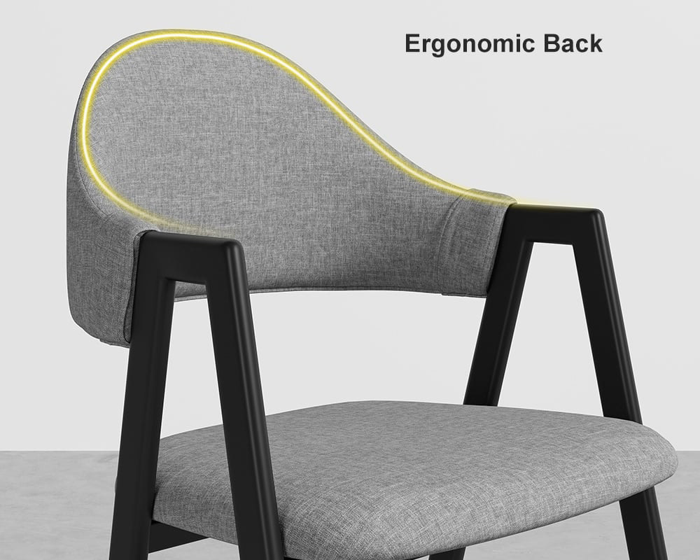 HMR Modern Dining Chairs with Linen Upholstery - Gray, 6-Pieces